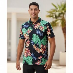 RLX Ralph Lauren Classic Fit Performance Polo Shirt Mens S Hawaiian Floral Golf
